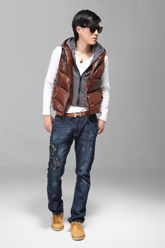 服裝鞋帽箱包,鐘表眼鏡 男裝 男式馬甲 羽絨棉男士pu皮馬甲 秋冬雙帽