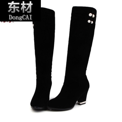 長筒女靴磨砂瘦腿靴彈力靴高筒靴子秋過膝靴過膝長靴女黑色 東材長靴型號【價格 圖片 品牌 報價】-蘇寧易購力盾服飾鞋帽專營店