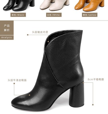 秋秋季短靴女士2017新款及踝靴中跟單靴子粗跟圓頭跟裸靴 賓如意靴子型號【價格 圖片 品牌 報價】-蘇寧易購樸云服飾鞋帽專營店