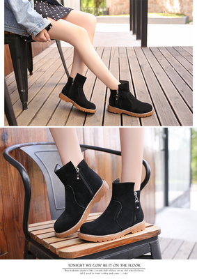 2017新款秋季韓版百搭雙拉鏈短筒靴子女鞋子復(fù)古馬丁靴粗跟單靴 東材馬丁靴型號(hào)【價(jià)格 圖片 品牌 報(bào)價(jià)】-蘇寧易購(gòu)力盾服飾鞋帽專營(yíng)店