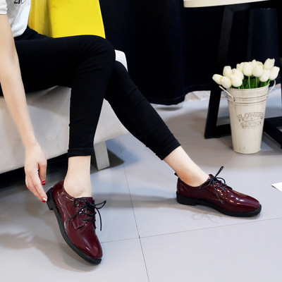 2017秋季新款單鞋女鞋子休閑鞋鞋平底粗跟漆皮小皮鞋韓版 艾尚戀族圓頭單鞋型號【價格 圖片 品牌 報價】-蘇寧易購聯創服飾鞋帽專營店