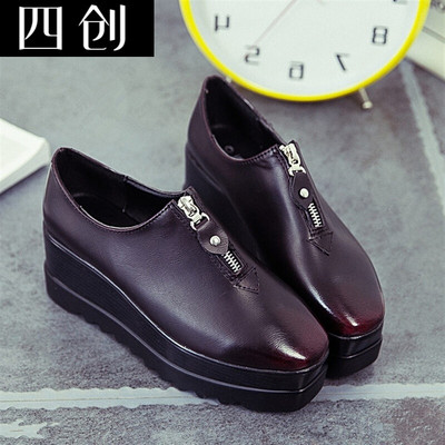 坡跟鞋高跟鞋松糕鞋休閑鞋個性潮鞋2017春秋新款低幫鞋單鞋女鞋子黑色36標(biāo)準(zhǔn) 四創(chuàng)坡跟單鞋型號【價格 圖片 品牌 報價】-蘇寧易購四創(chuàng)服飾鞋帽樸云專營店